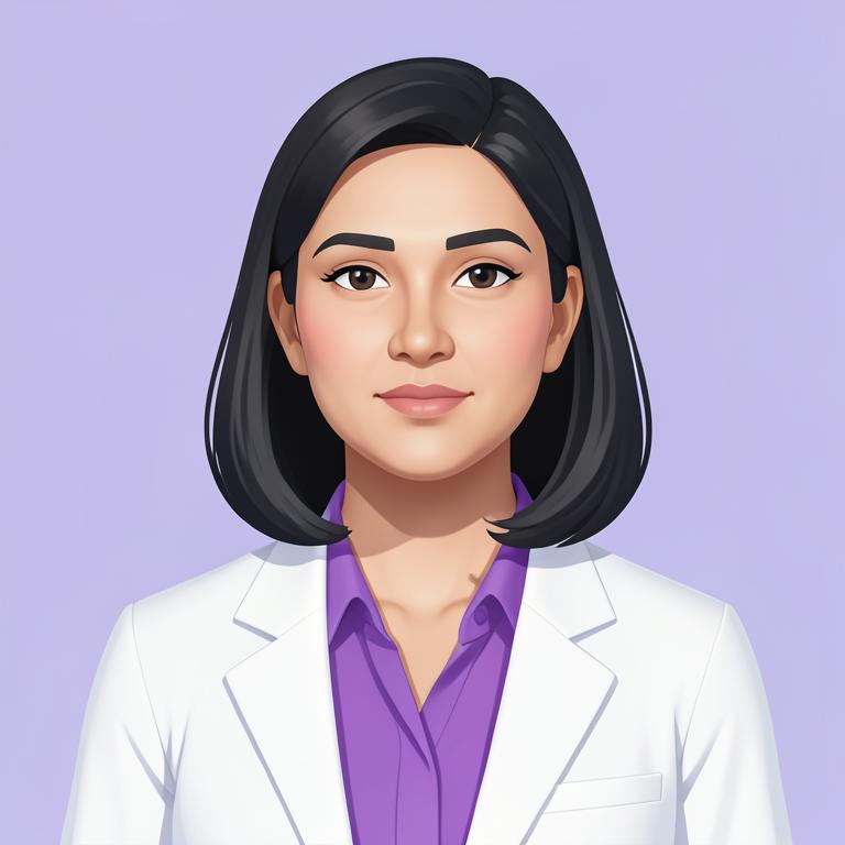 Fictional illustrated portrait of Dr. Nabila Roy